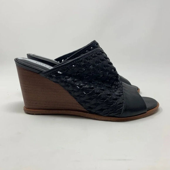 Matt Bernson Pia Woven Leather Wedges in Black - Picture 4 of 8